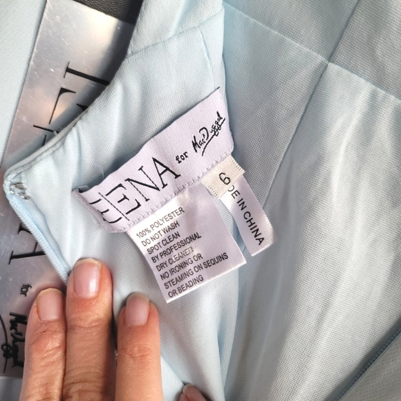 Ieena for Mac Duggal,‎ One Shoulder Mermaid Gown, Powder Blue, Size 6, NWT - Picture 10 of 16